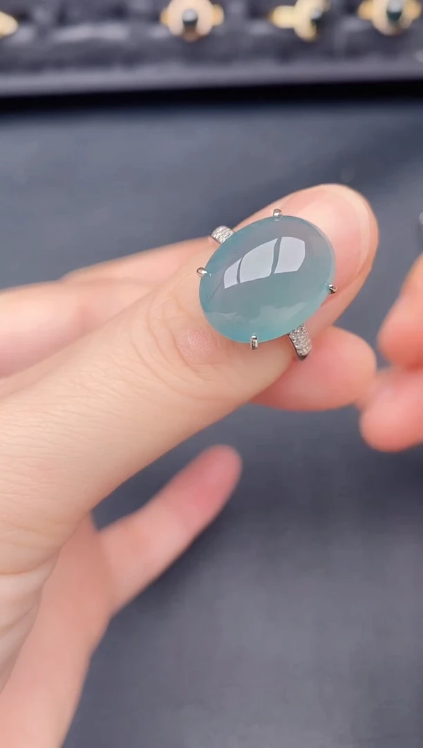 银S925镶嵌戒指翡翠天然a货翡翠99