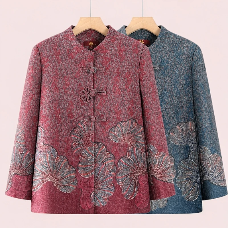 中老年春秋款国风唐装外套老太太女装妈妈装洋气2025新款奶奶衣服
