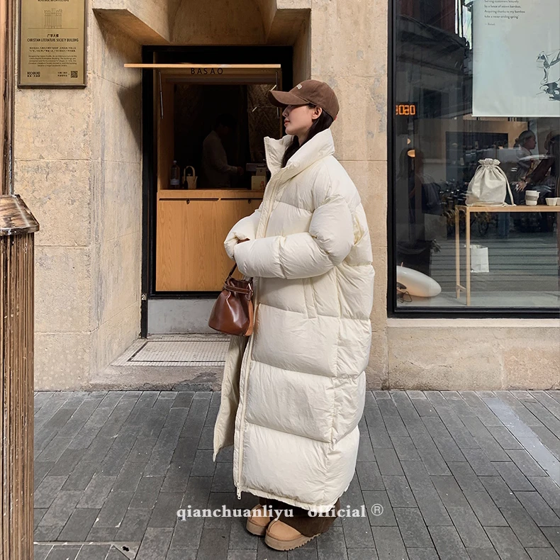 2025新款大被子羽绒服女士超长款过膝白鸭绒加厚保暖羽绒服