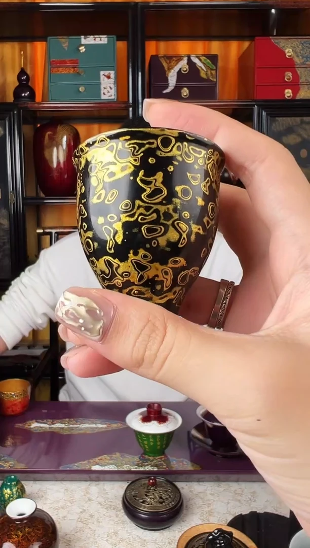 黑金一口杯-太古大漆