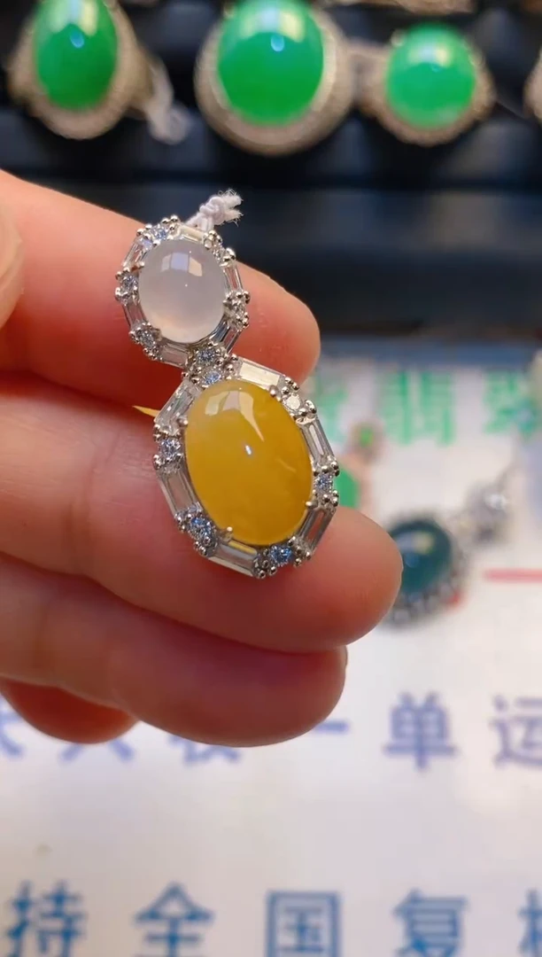 【闪购商品】翡翠耳饰银S925镶嵌天然A货翡翠1