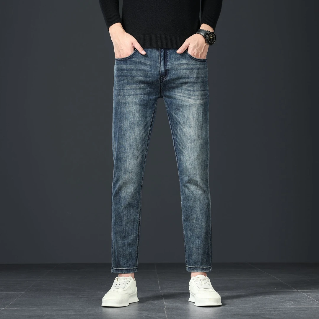 ZONGJIE香港复古蓝九分牛仔裤男款秋季新款宽松直筒潮牌百搭9分裤