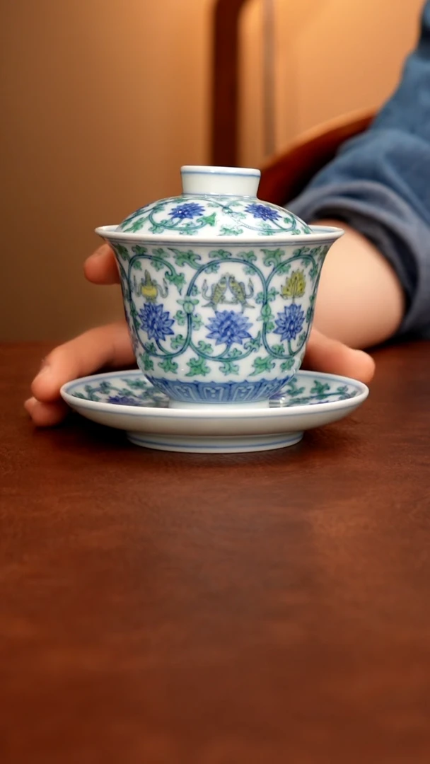 摆件陶景德镇瓷器，青花瓷手绘茶具~