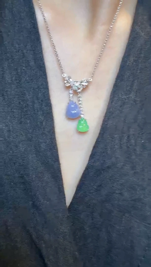 套链18K金镶嵌翡翠多样性团购发一件