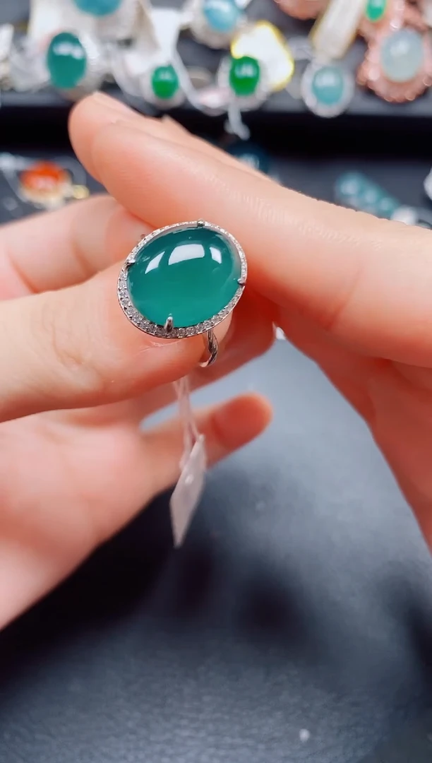 银S925镶嵌戒指翡翠翡翠