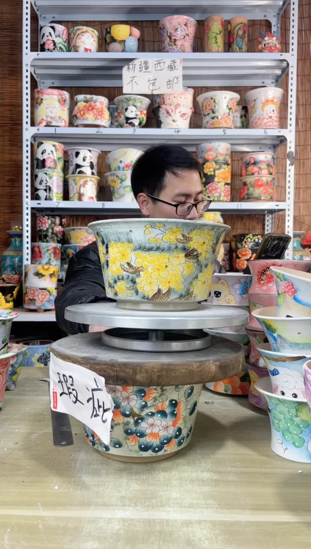 【闪购商品】摆件790陶花岛多肉陶瓷花盆罐——微瑕