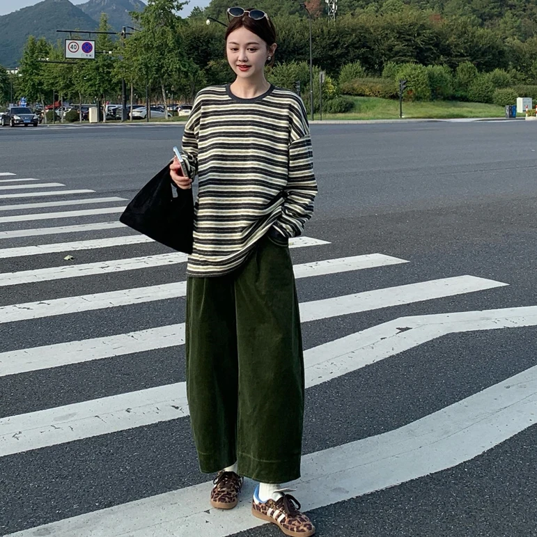 Seawhen海维恩 2025年秋冬新款 日系复古灯芯绒氛围裤阔腿裤3654