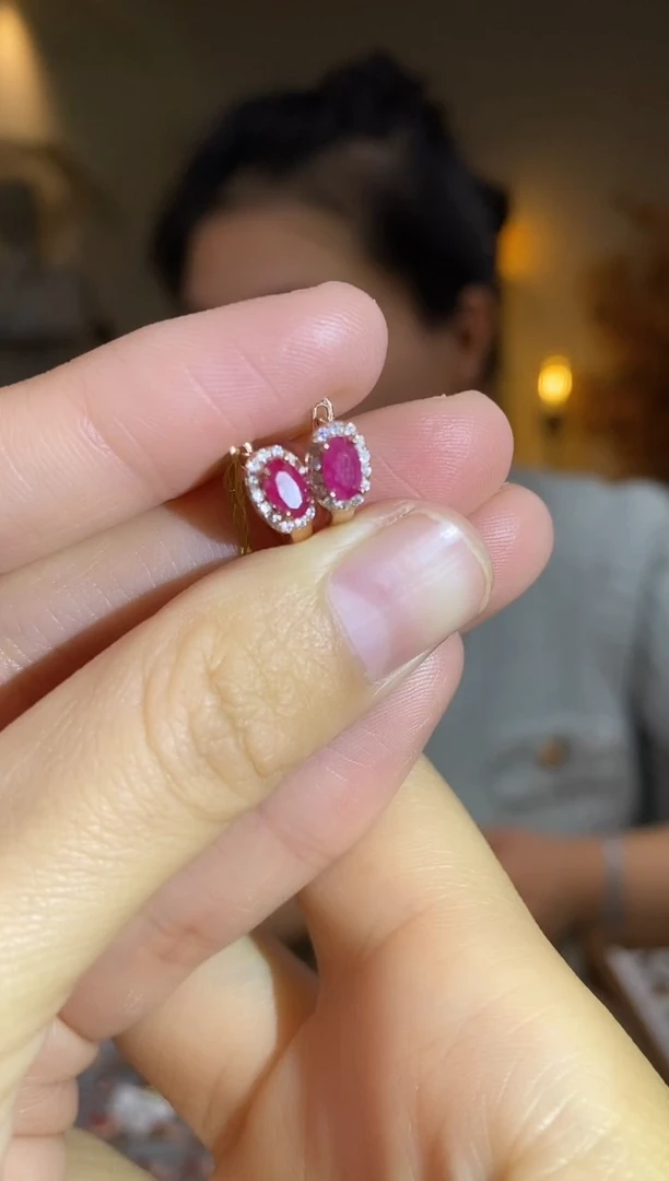 耳饰彩色蓝宝石银S925镶嵌耳饰