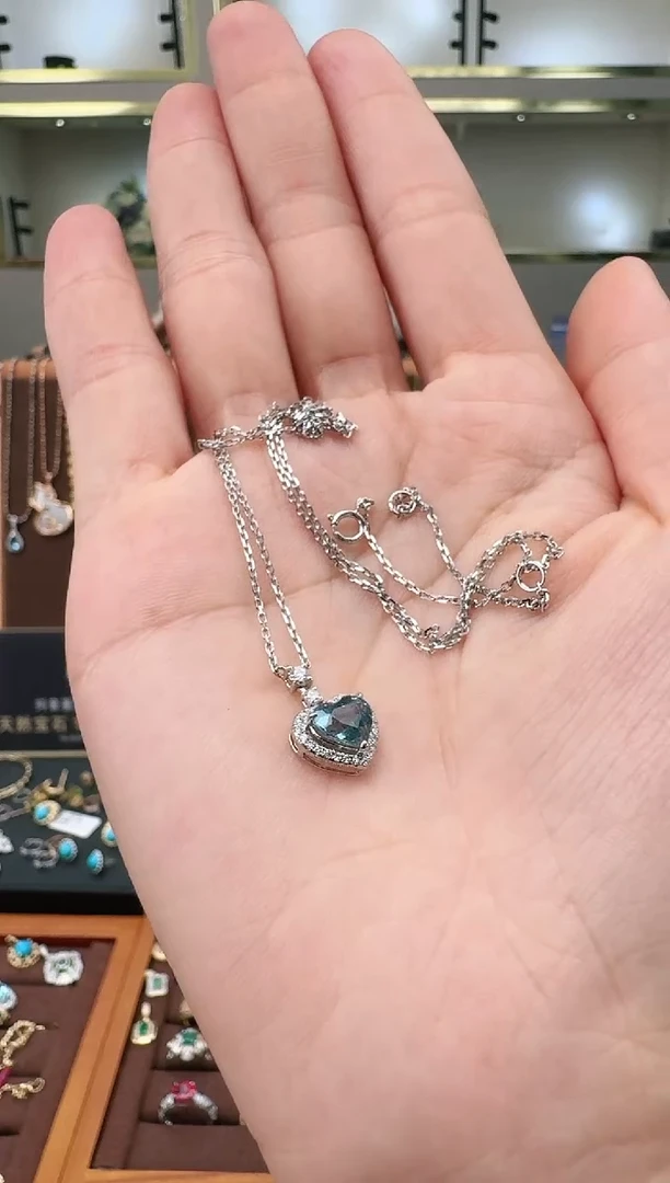 【闪购商品】海蓝宝石项链18K金镶嵌海蓝宝