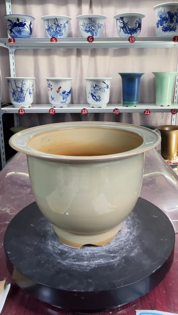 安*微瑕景德镇颜色釉花盆高17外口23内口18