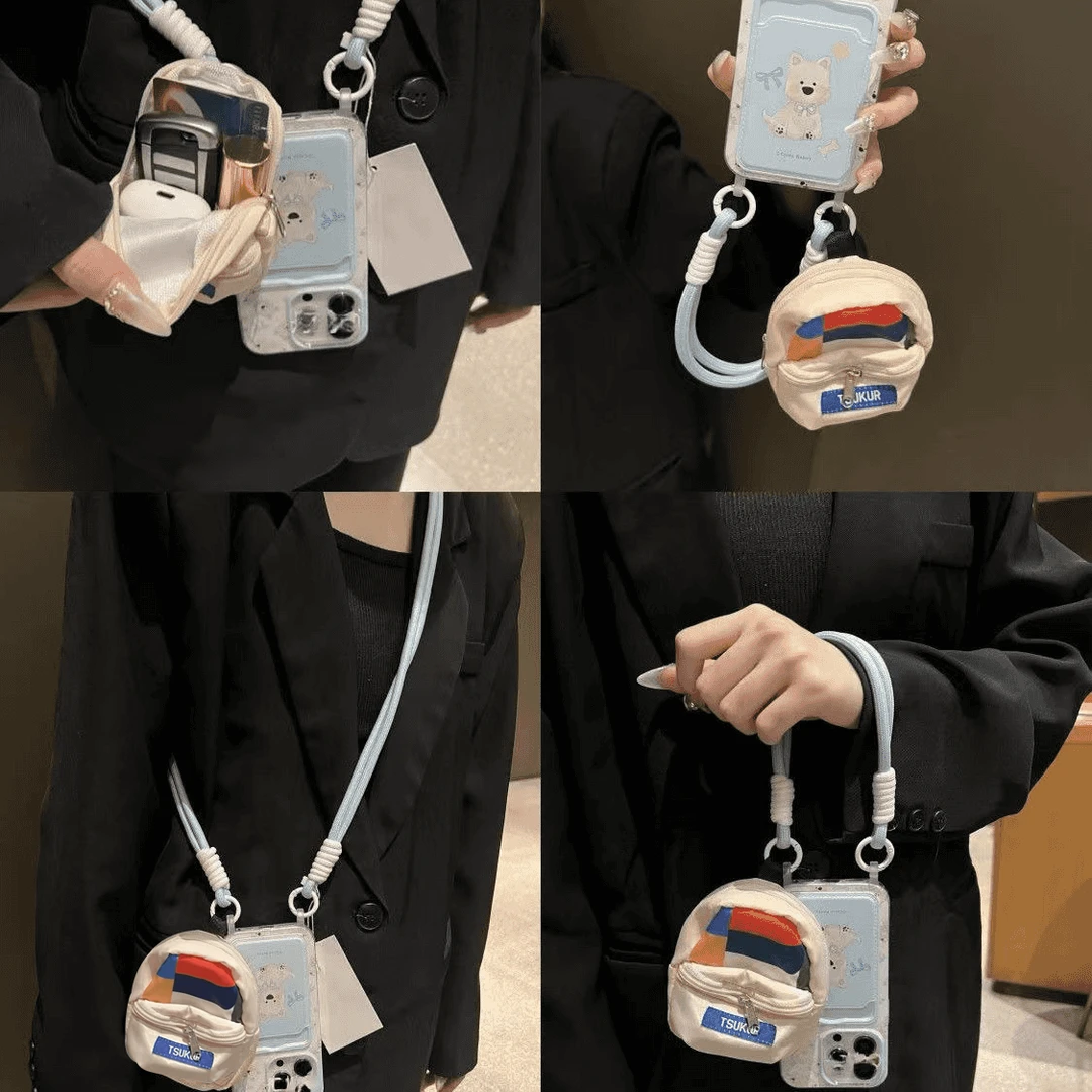 适用迷你书包苹果16ProMax手机壳iPhone16plus新13女12软套14卡包