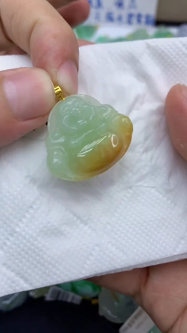 颈饰18K金镶嵌翡翠天然缅甸A货翡翠