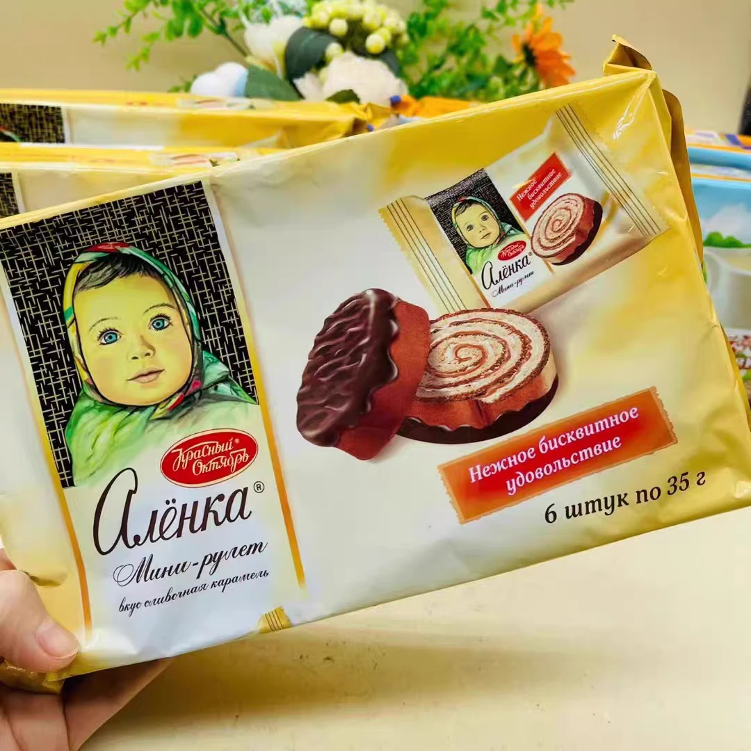 佳晟俄罗斯进口爱莲巧牌奶油焦糖味蛋糕卷210g