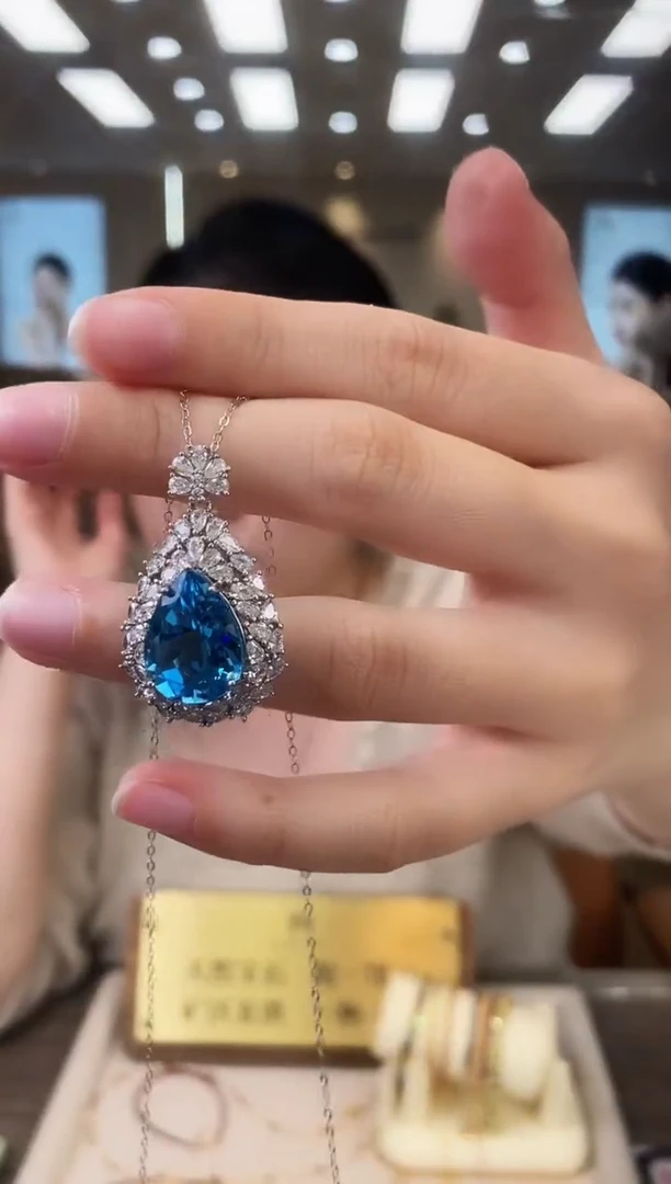 银S925镶嵌托帕石项链09