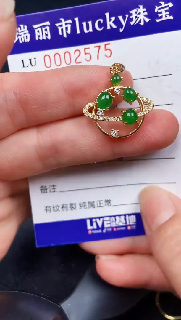 翡翠银S925镶嵌颈饰2575