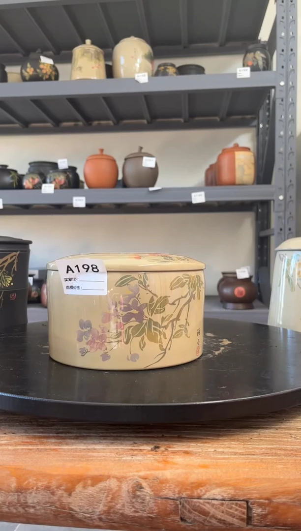 建水紫陶白泥亮光款精品茶罐A198