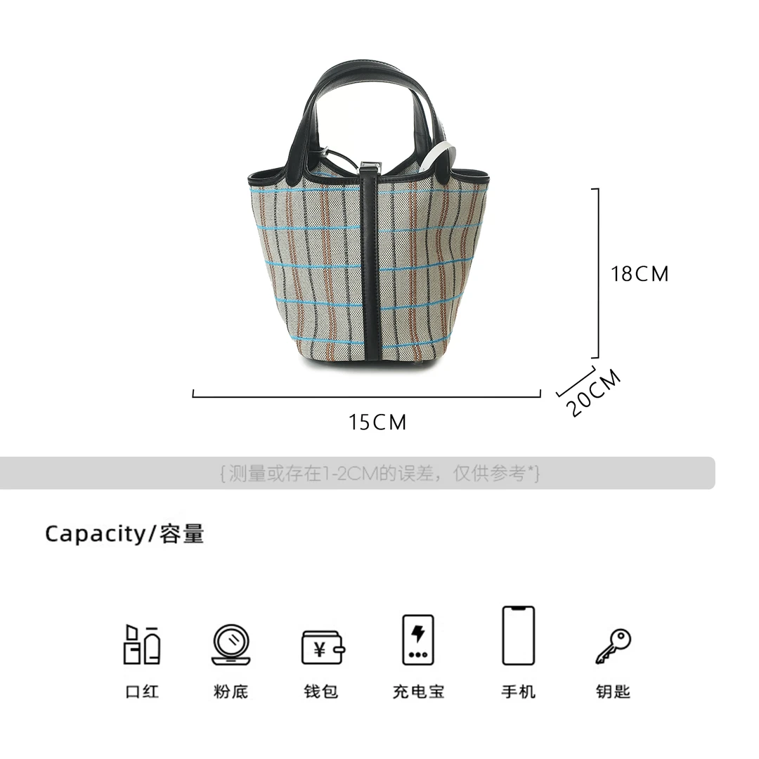 【BAONAI】真皮高定手提斜跨单肩包-IF80907-大号-黑色格纹