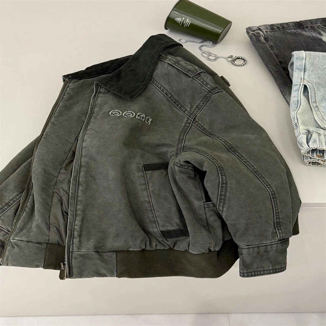 韩货童装时尚工装儿童牛仔衣2025新款男童秋冬装加棉夹克外套