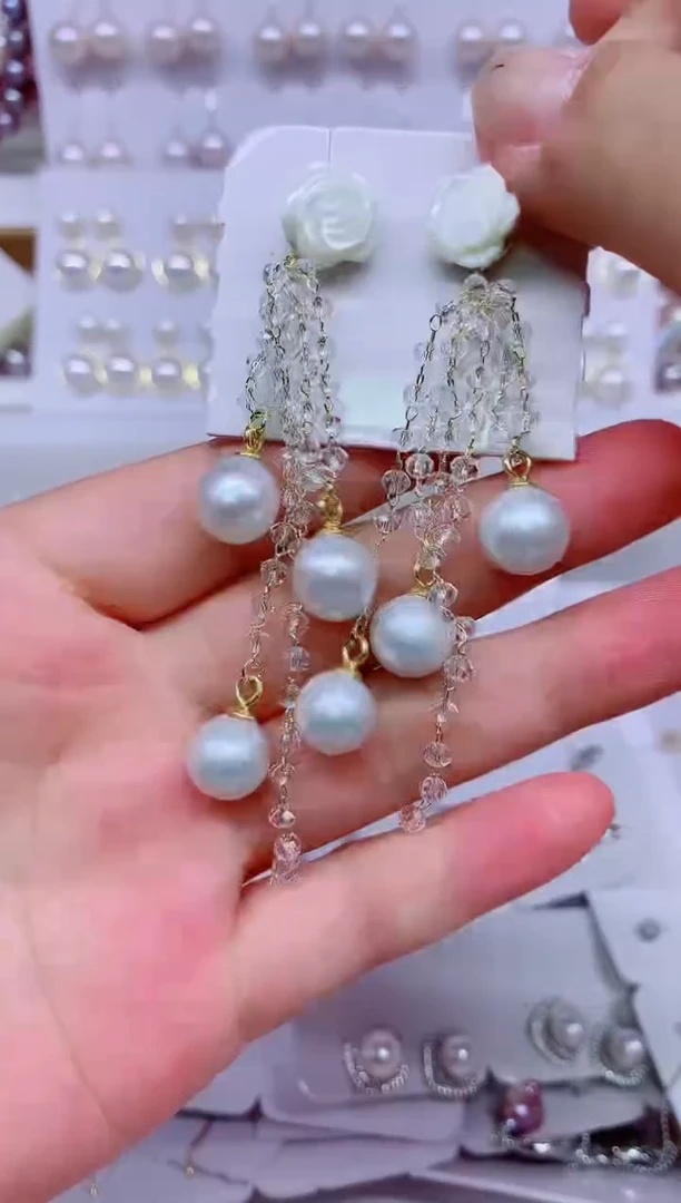 合金淡水珍珠耳饰，非无暇