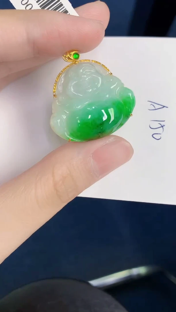 颈饰18K金镶嵌翡翠天然翡翠缅甸A货