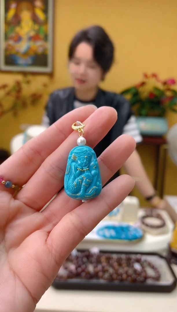 【桃总推荐】18k绿松石美人鱼吊坠@@ZY50603024