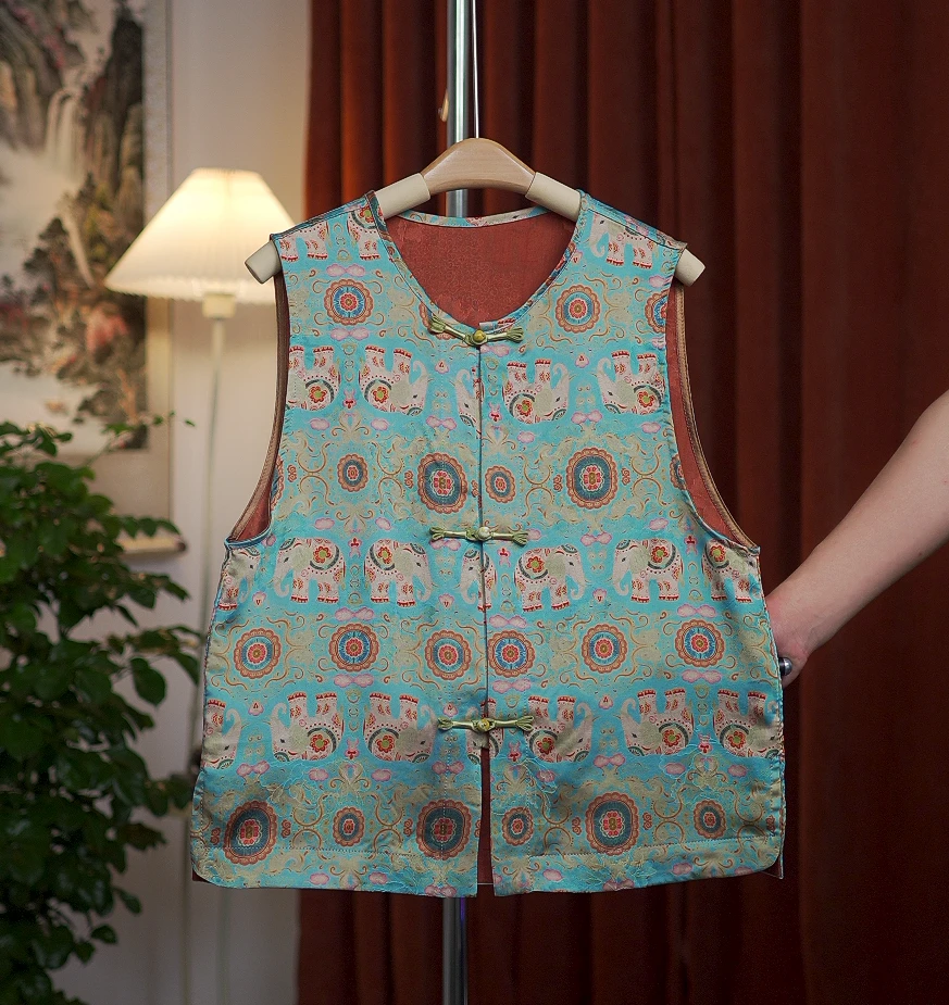 【宝相妙象】新中式高定真丝香云纱马甲立领马夹复古提花透气上衣