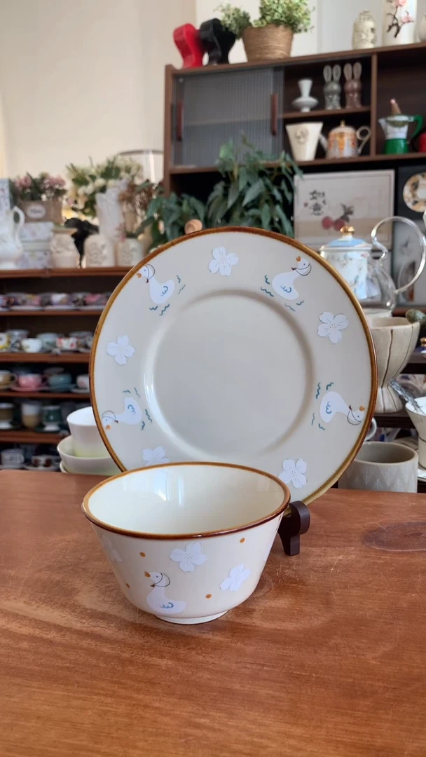 陶瓷鹅趣4.5寸饭碗+8寸盘