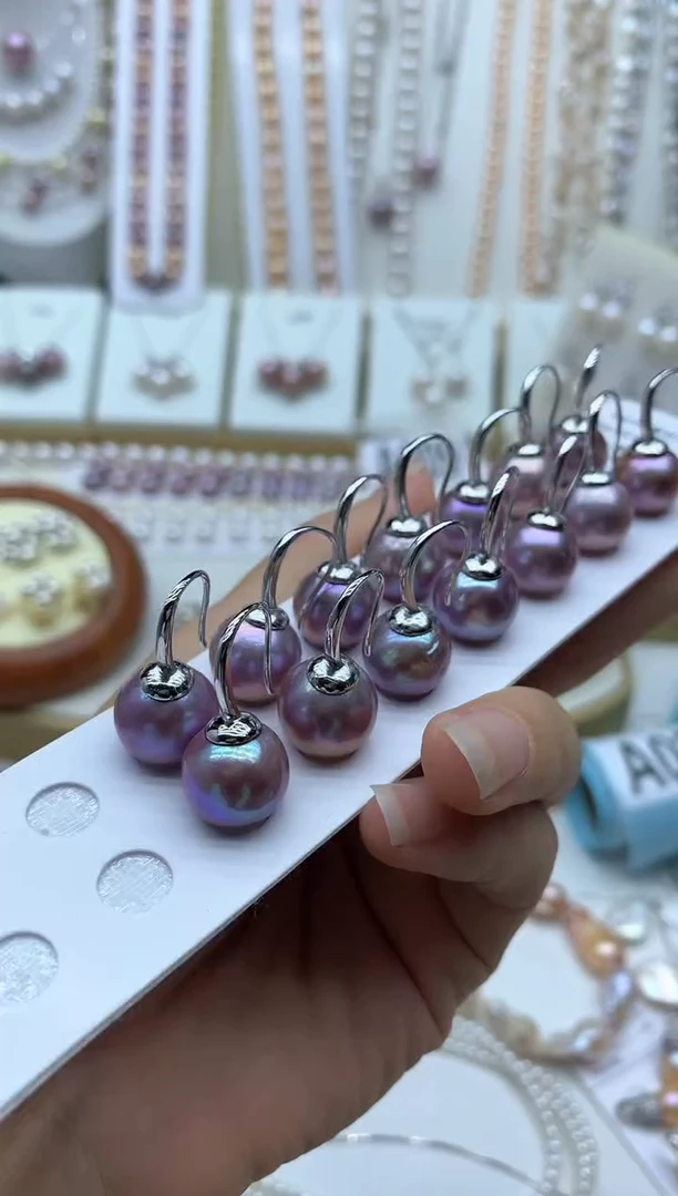 银S925镶嵌淡水珍珠耳饰多样性发其一