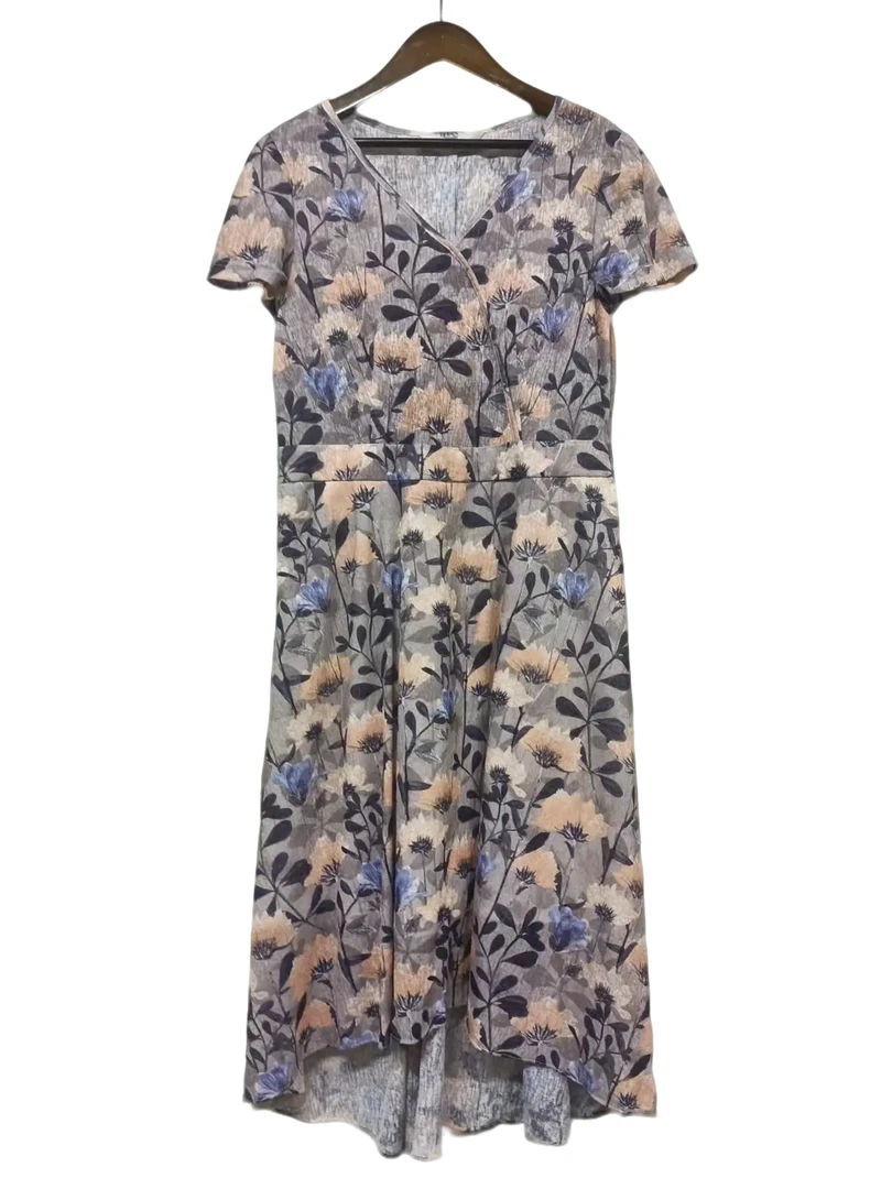 显瘦套头碎花显瘦网纱印花连衣裙设计师夏季时尚女装休闲百搭