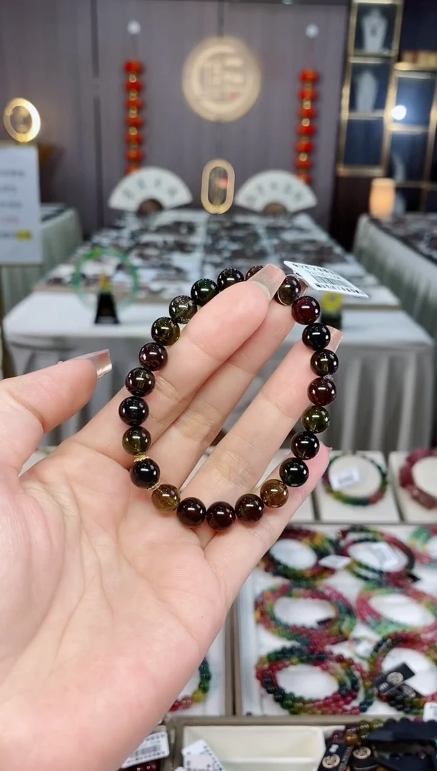 收藏级老矿碧玺单圈手串8mm+未镶嵌碧玺hon多样性发一条