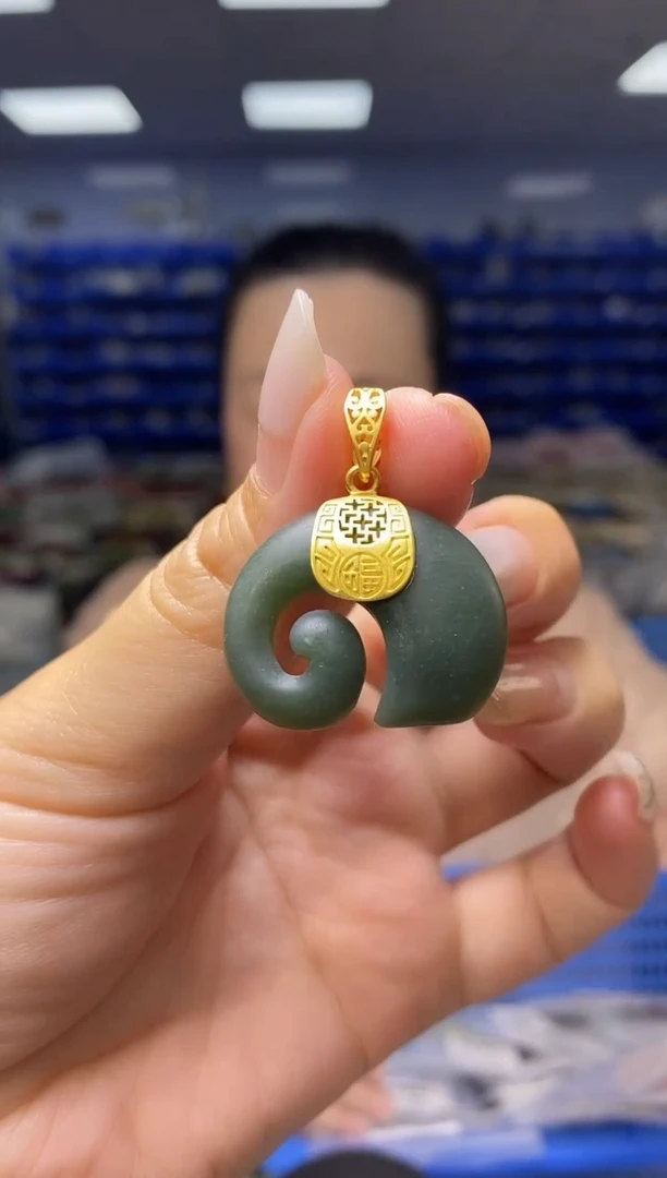 和田玉银S925镶嵌吊坠(不含链)DZ4031