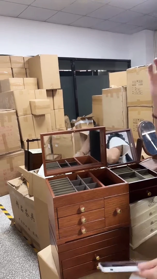 实木原木四层多功能首饰盒