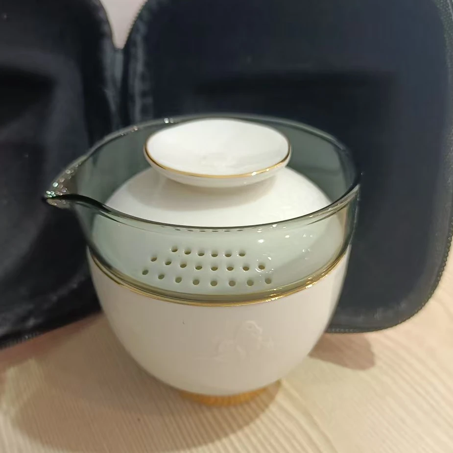 YS580-描金白瓷旅行茶具