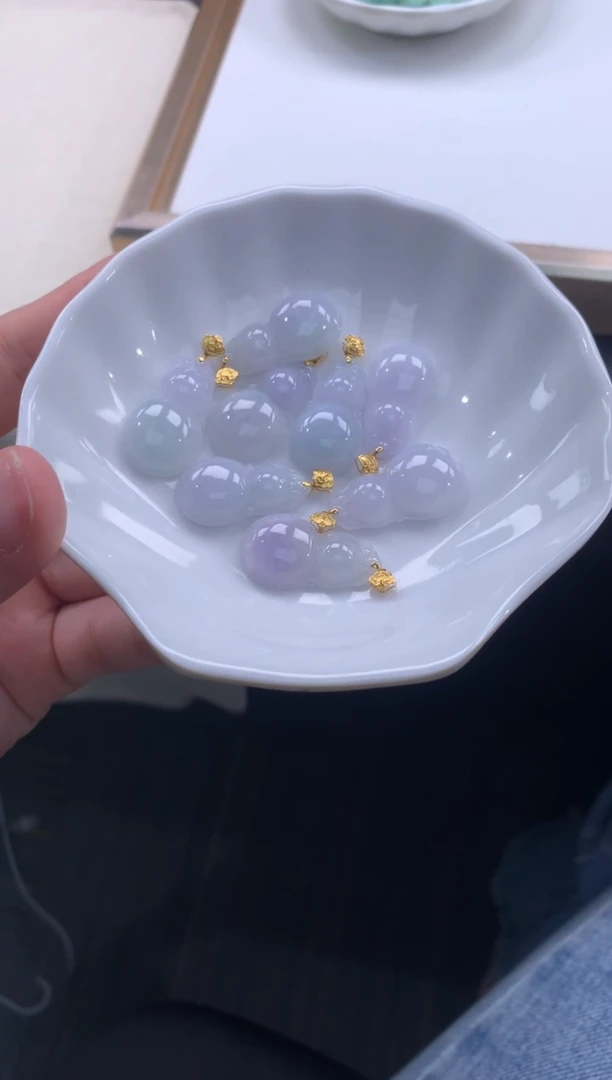 颈饰18K金镶嵌翡翠FA85 翡翠葫芦 多样性发其一赠银链