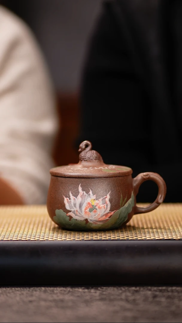 ZCY110大彬桂花砂柴烧天鹅盖杯