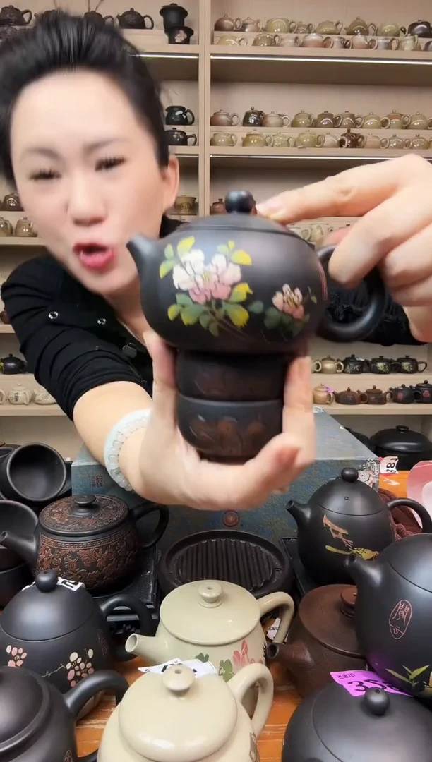壶彩填蓄水+2线雕杯  128