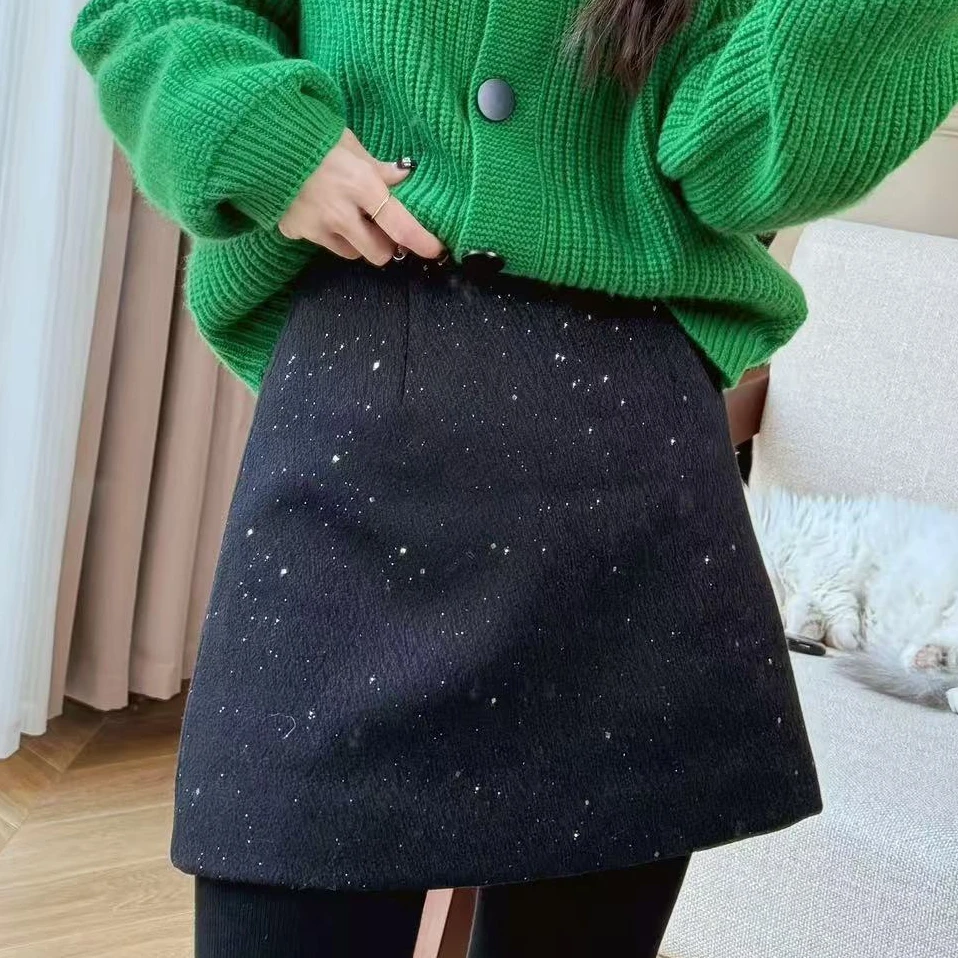 【PGXIAOM】mini定制灰黑两色亮片A字短裙QZ5630