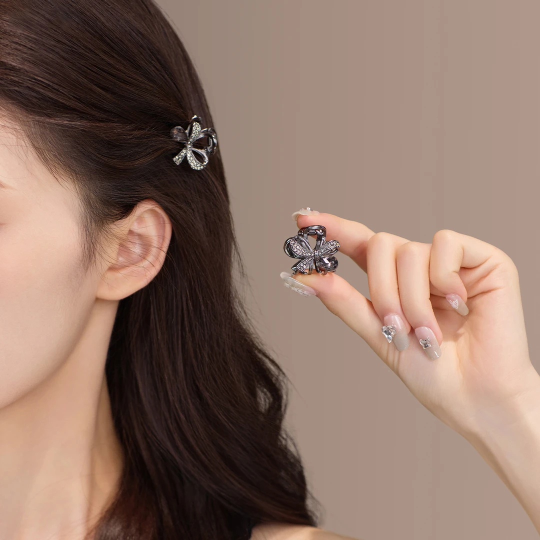 轻奢蝴蝶结小抓夹女2025新款精致高级感水钻刘海碎发侧边半扎发夹