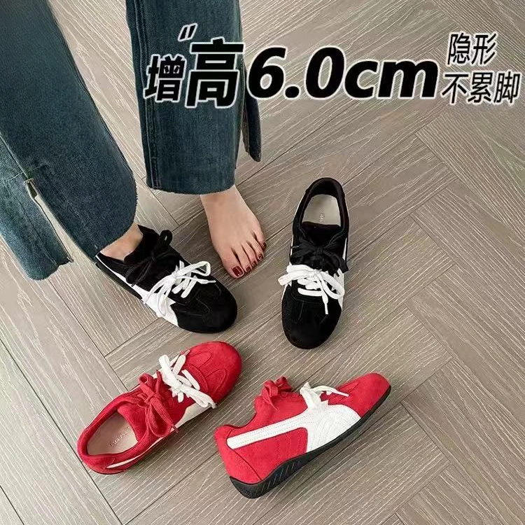 内增高6cm复古阿甘鞋2025新款红色款休闲鞋低帮女防滑内增高女鞋