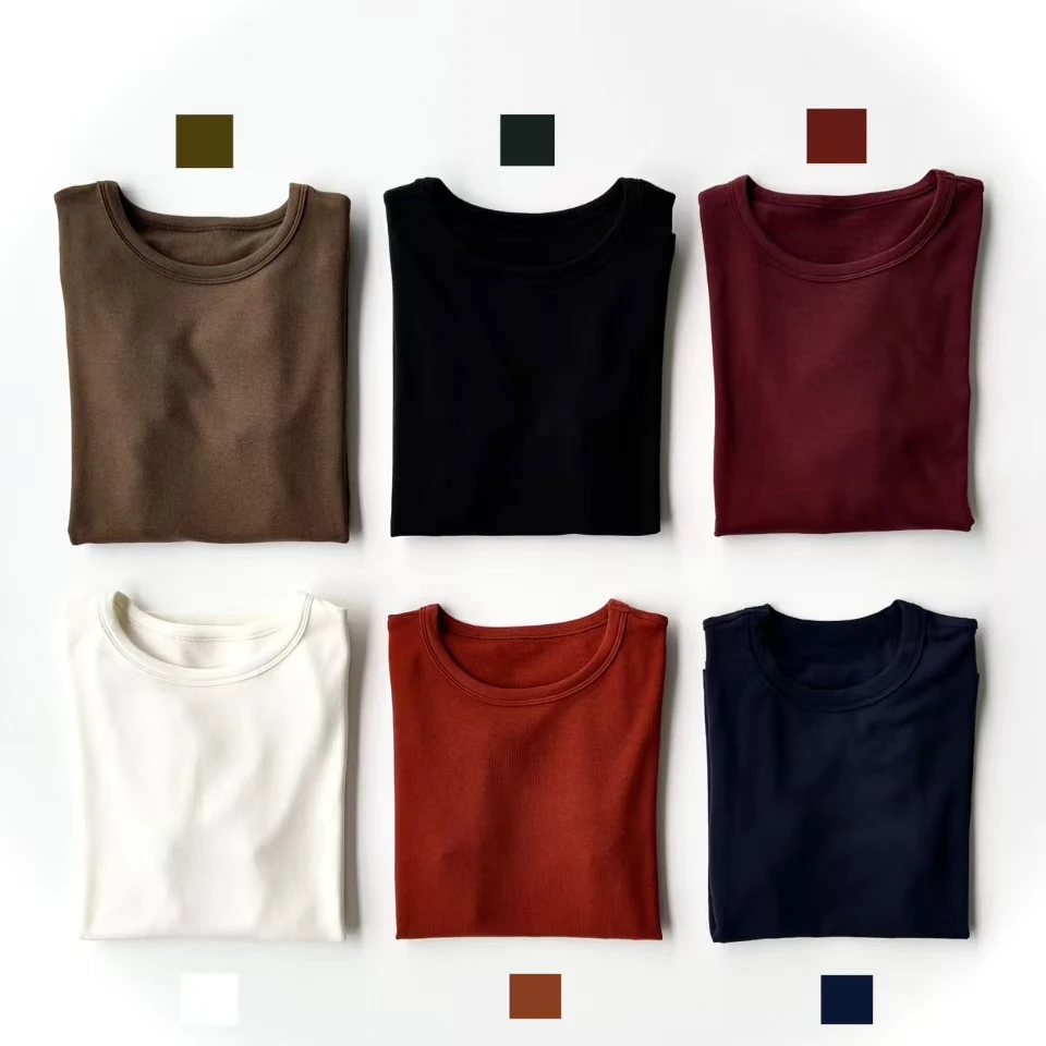 新款纯色常规版短袖时尚百搭简约保暖打底衫内搭圆领休闲t恤套头