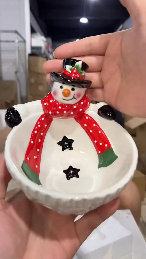 瓷片陶瓷原盒雪人碗