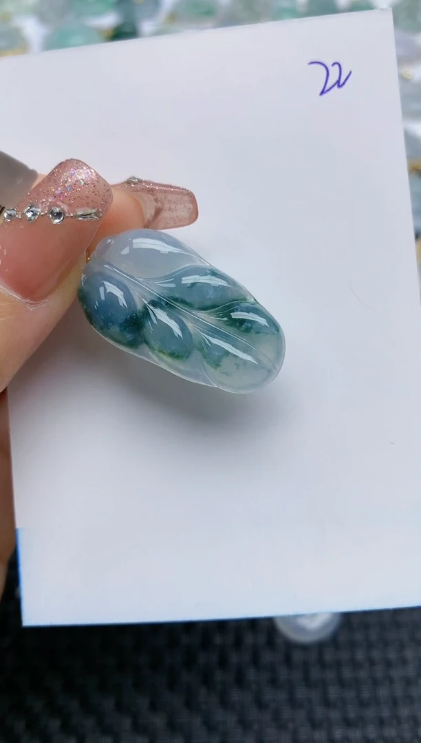 【闪购商品】翡翠挂件18K金镶嵌天然A货翡翠 22