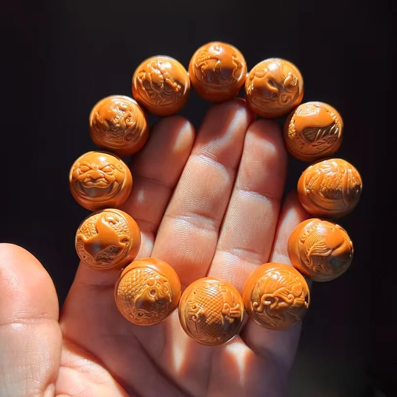 正圆光珠兽面瓦当纯手工梅林大铁核油核水晶核橄榄核手串手链男女