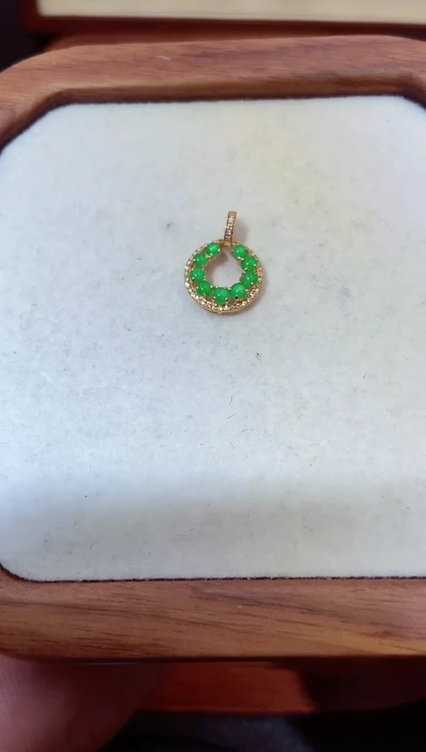 翡翠18K金镶嵌吊坠(不含链)111111