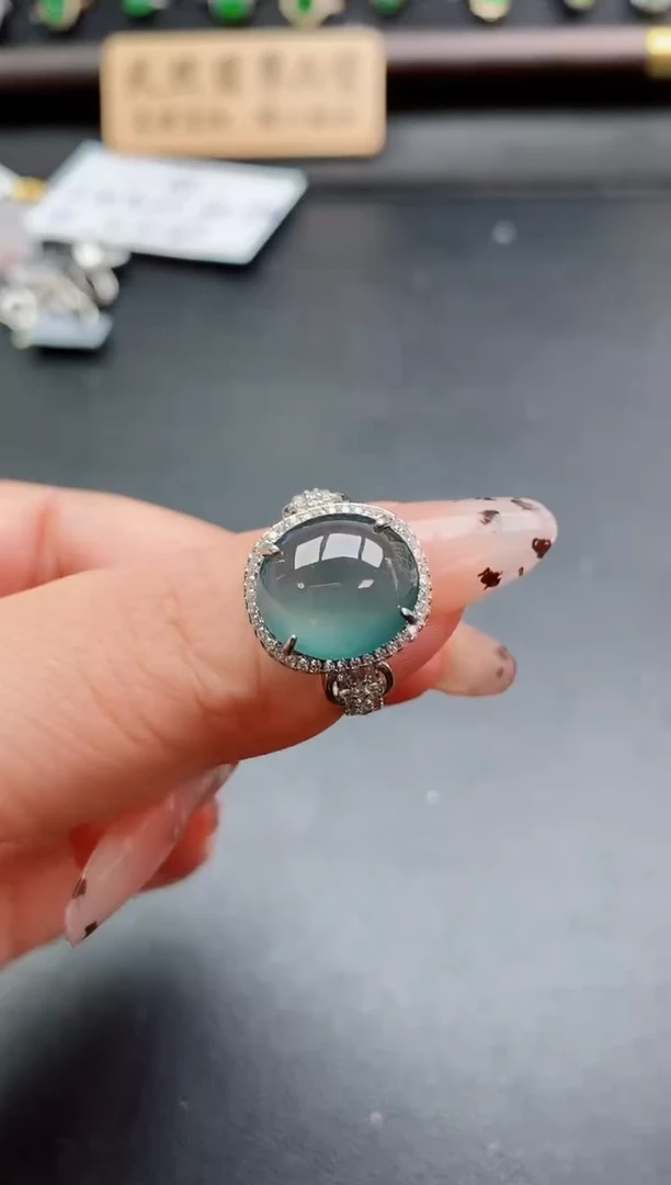 银S925镶嵌戒指翡翠1