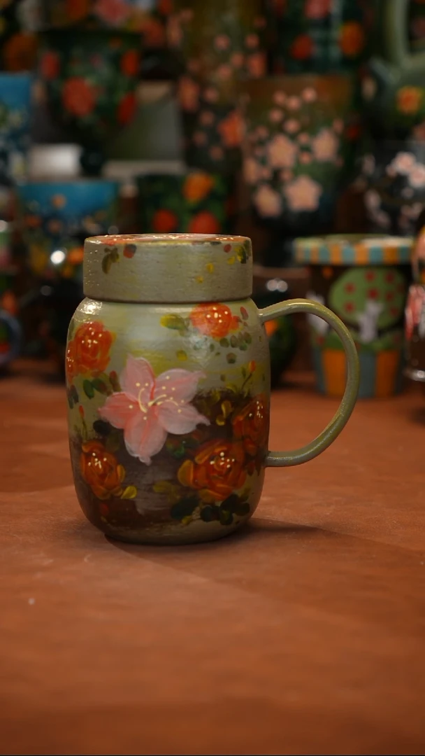 紫砂油画   釉下彩   杯子