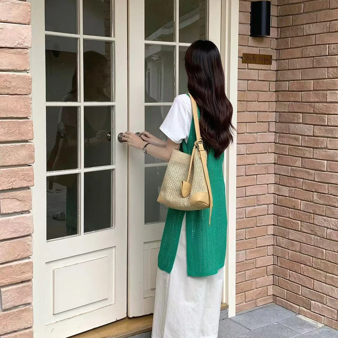 芝麻自制 撞色单肩包斜挎包百搭大容量时尚韩系ins风包包文艺风