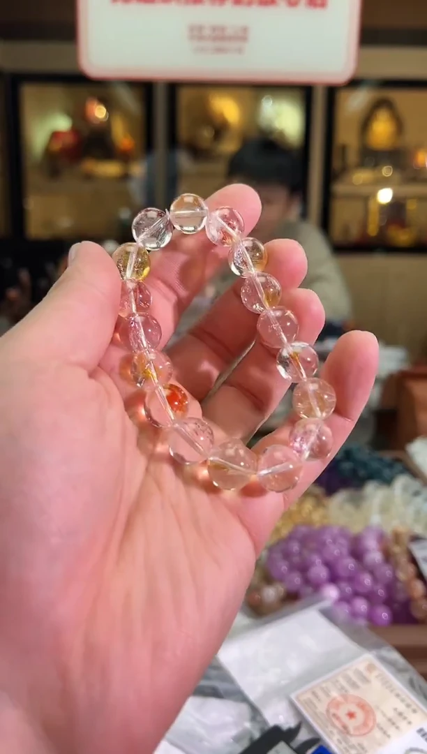 未镶嵌手链水晶12.5mm+锦鲤胶花（多样性发一）