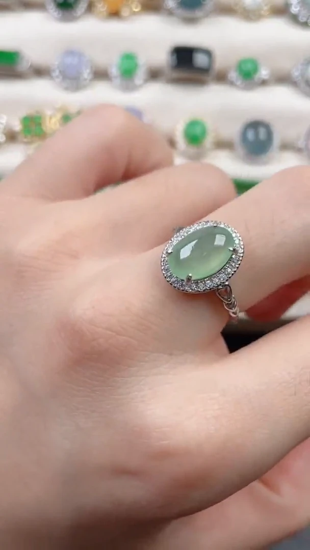 银S925镶嵌戒指翡翠1