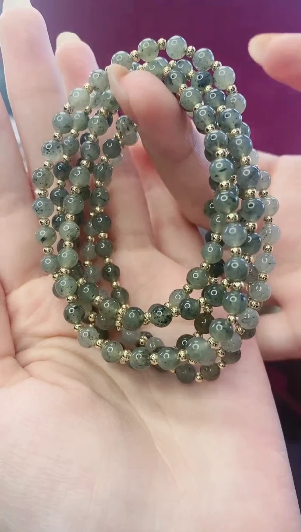 手串未镶嵌和田玉墨绿青花手串多样发发一件